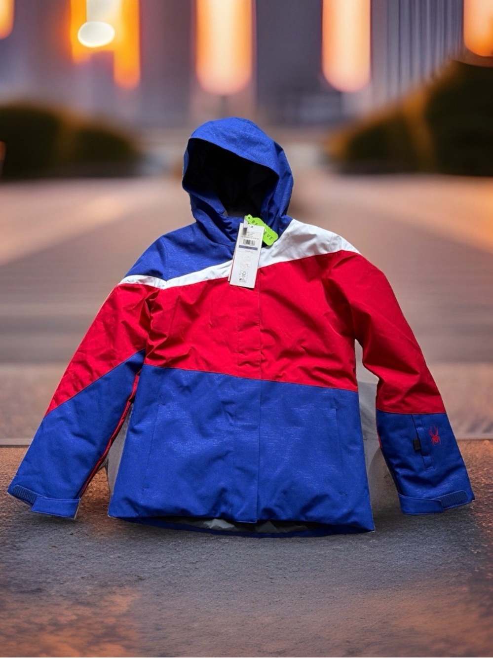 Spyder Girls Zoey Insulated Ski Jacket Red White Blue Colorblock. Size 18. NWT